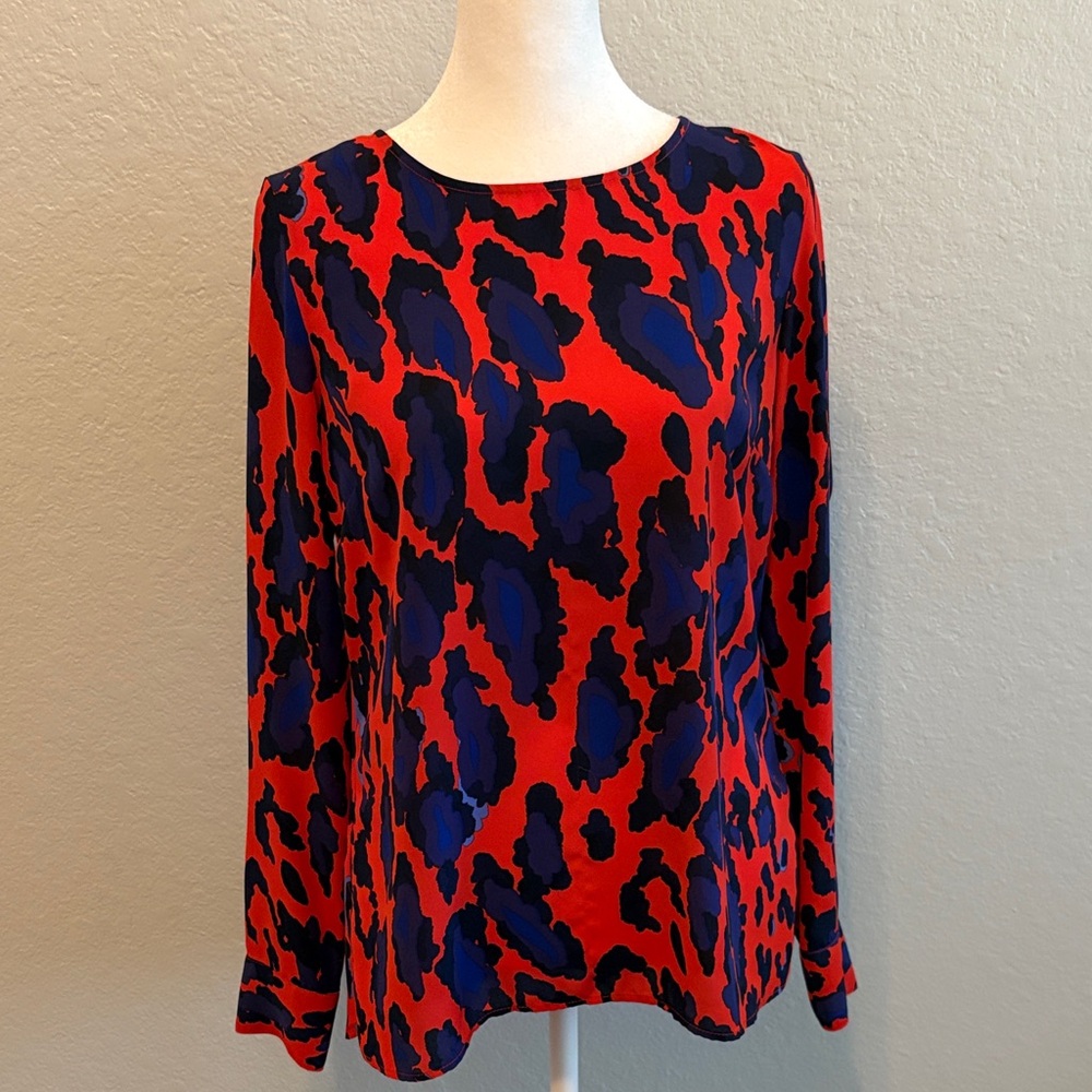 The Limited Red and Blue Patterned Blouse